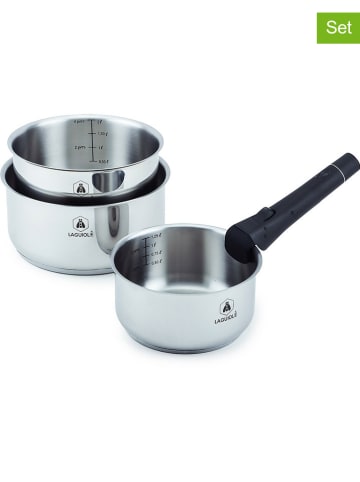 Laguiole 3-delige steelpannenset zilverkleurig