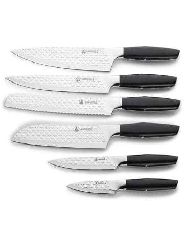 Laguiole 6tlg. Messerblock-Set ''Nova'' in Schwarz/ Beige