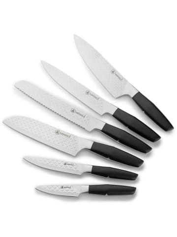 Laguiole 6tlg. Messerblock-Set ''Nova'' in Schwarz/ Beige
