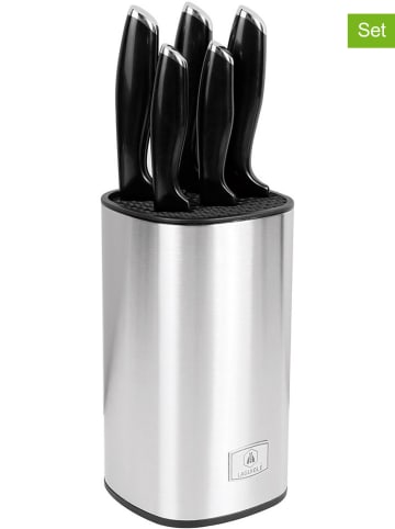 Laguiole 5tlg. Messerblock-Set ''Lumin'' in Silber