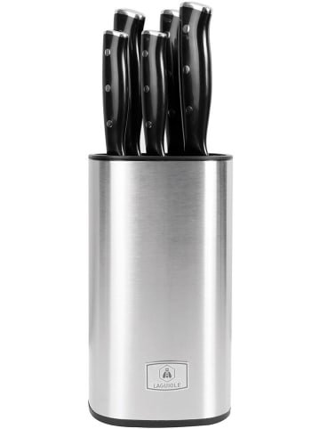 Laguiole 5tlg. Messerblock-Set ''Lumin'' in Silber