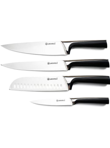 Laguiole 5tlg. Messerblock-Set ''ScintiBois'' in Schwarz/ Beige