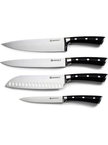 Laguiole 5-delig messenblokset "LustroBois'' zwart/beige