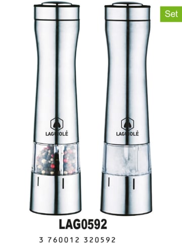 Laguiole 2-delige set: elektrische zout- & pepermolen zilverkleurig-(B)12x(H)23x(D)5 cm