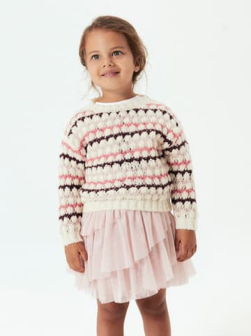 name it Sweter "Lene" w kolorze kremowo-różowo-fioletowym
