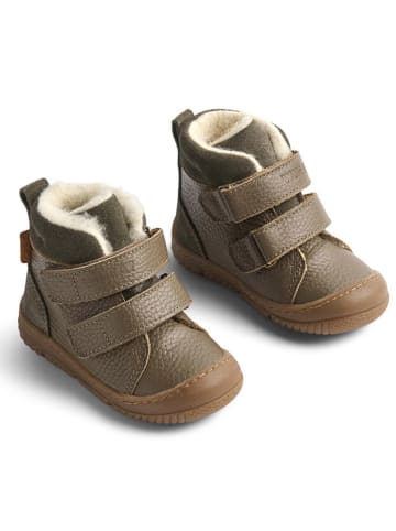 Wheat Leder-Winterboots in Khaki