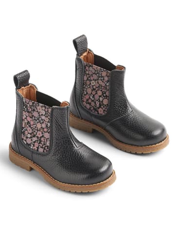Wheat Leren chelseaboots zwart