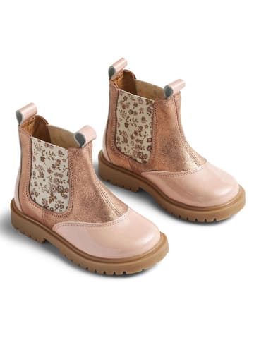 Wheat Leren chelseaboots lichtroze