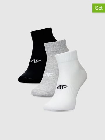 4F 3er-Set: Sportsocken in Schwarz/ Grau/ Weiß