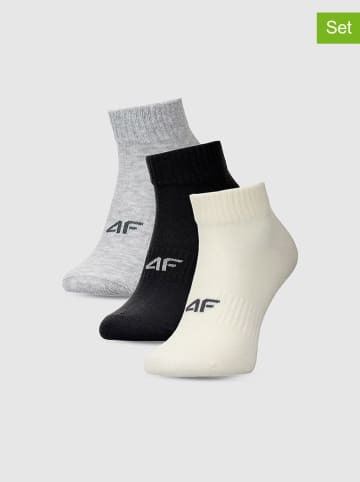 4F 3er-Set: Sportsocken in Grau/ Schwarz/ Creme