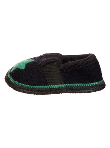 lamino Pantoffels "Stern" donkerblauw/turquoise
