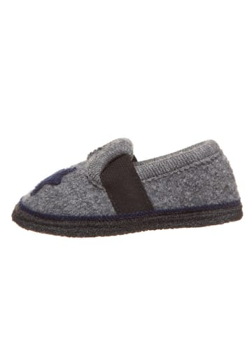 lamino Pantoffels met lamsvacht "Stern" grijs/donkerblauw/antraciet