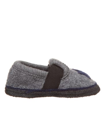 lamino Pantoffels met lamsvacht "Stern" grijs/donkerblauw/antraciet