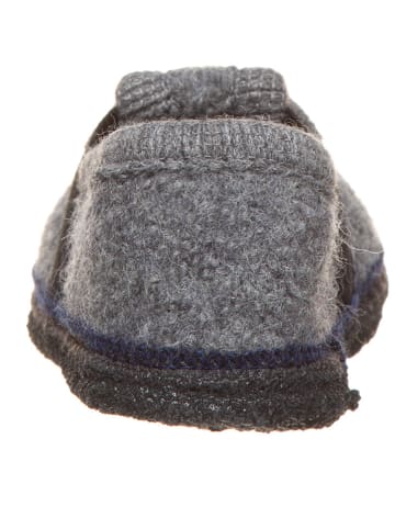 lamino Pantoffels met lamsvacht "Stern" grijs/donkerblauw/antraciet