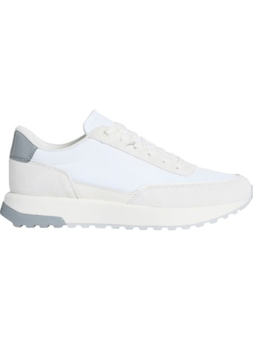 Calvin Klein Leder-Sneakers in Weiß/ Beige/ Grau