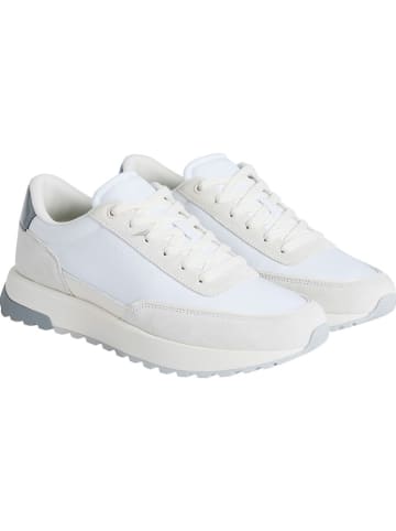 Calvin Klein Leder-Sneakers in Weiß/ Beige/ Grau