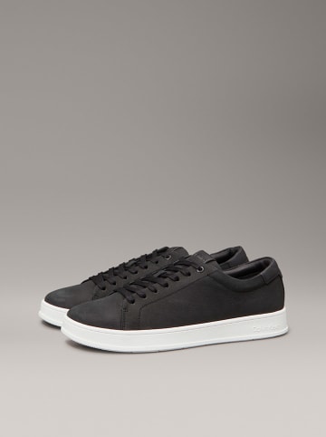 Calvin Klein Leder-Sneakers in Schwarz