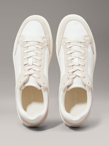 Calvin Klein Leder-Sneakers in Creme/ Beige