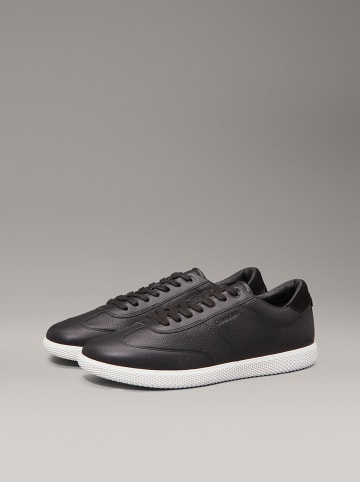 Calvin Klein Leder-Sneakers in Schwarz