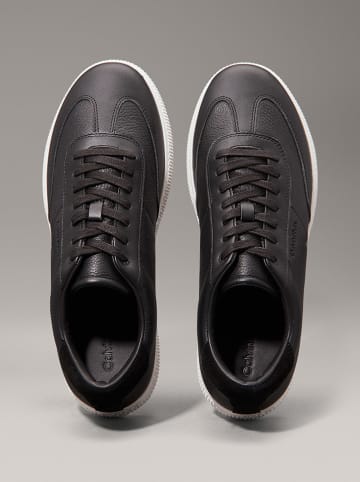 Calvin Klein Leder-Sneakers in Schwarz