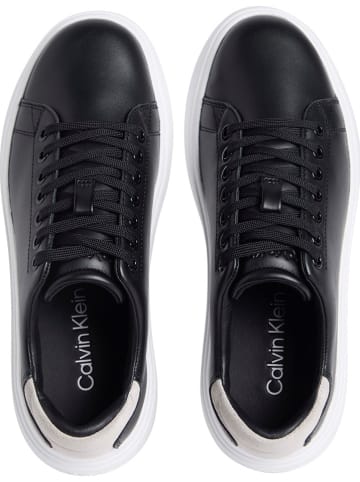 Calvin Klein Leder-Sneakers in Schwarz
