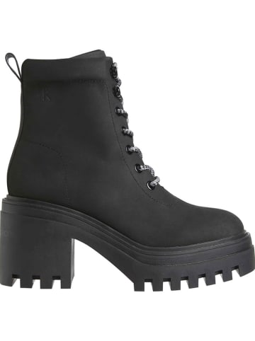 Calvin Klein Leder-Stiefeletten in Schwarz