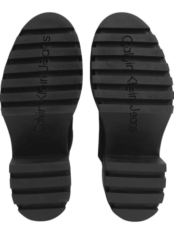Calvin Klein Leder-Stiefeletten in Schwarz