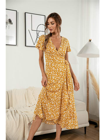 Ariel Tesoro Kleid in Senf/ Weiß