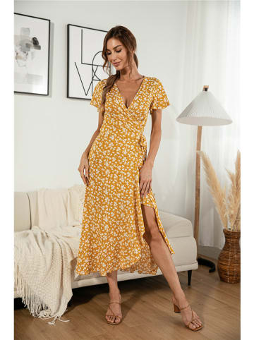 Ariel Tesoro Kleid in Senf/ Weiß