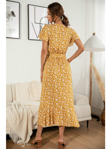 Ariel Tesoro Kleid in Senf/ Weiß