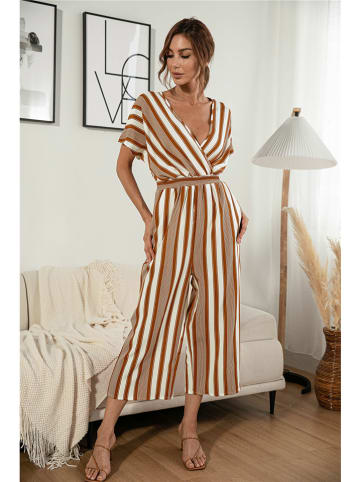 Ariel Tesoro Jumpsuit in Braun/ Weiß