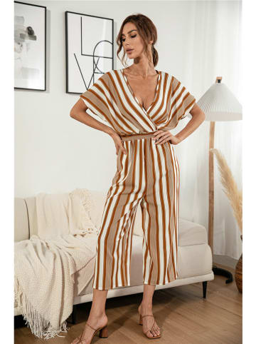 Ariel Tesoro Jumpsuit in Braun/ Weiß