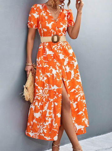 Ariel Tesoro Kleid in Orange/ Weiß