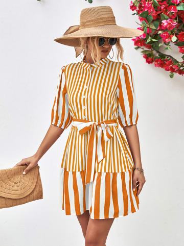 Ariel Tesoro Kleid in Orange/ Weiß