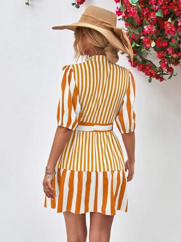 Ariel Tesoro Kleid in Orange/ Weiß