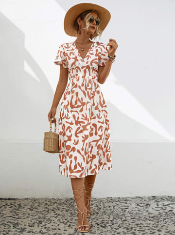 Ariel Tesoro Kleid in Weiß/ Camel