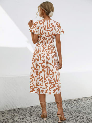 Ariel Tesoro Kleid in Weiß/ Camel