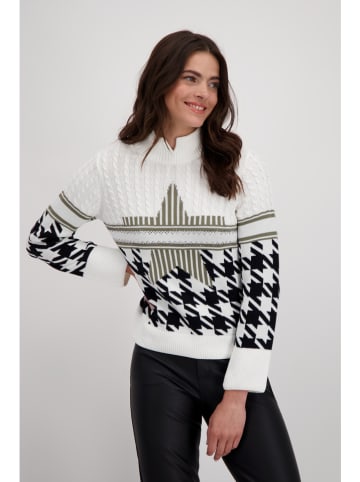 monari Pullover in Weiß/ Schwarz