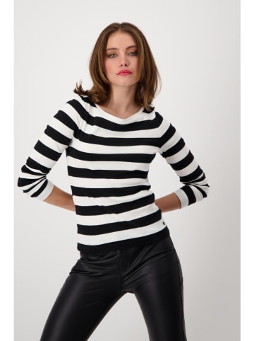 monari Longsleeve in Schwarz/ Weiß