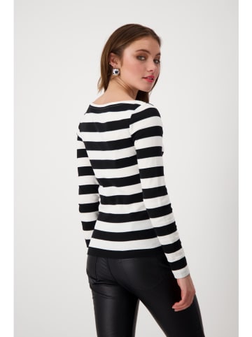 monari Longsleeve in Schwarz/ Weiß