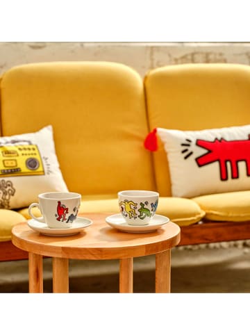 BELLA MAISON Filiżanki (2 szt.) "Keith Haring" w kolorze białym ze wzorem - 220 ml