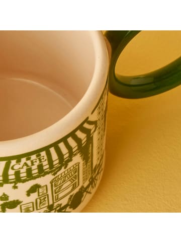 BELLA MAISON 2er-Set: Kaffeetassen in Creme/ Grün - 270 ml