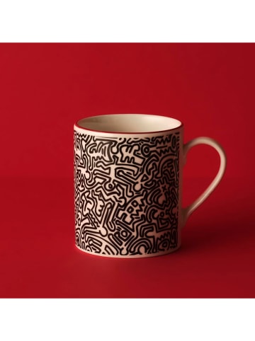 BELLA MAISON Kubek "Keith Haring" w kolorze biało-czarnym do kawy - 390 ml