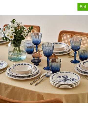 BELLA MAISON 24-delig tafelservies "Vanessa" blauw/wit
