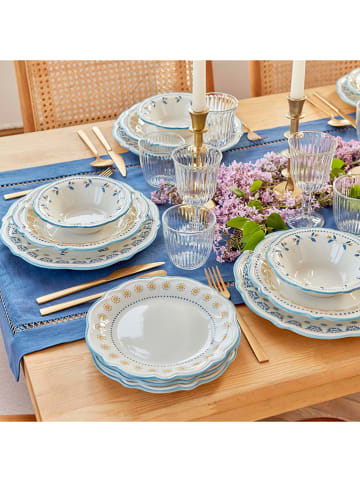 BELLA MAISON 24-delig tafelservies blauw/wit/geel