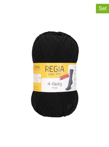 Regia 10er-Set: Wollgarne ''4fach Uni'' in Schwarz - 10x 50 g