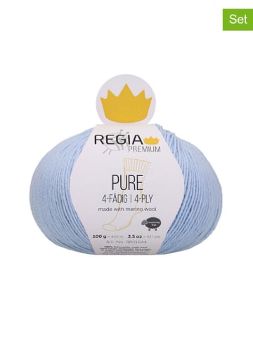 Regia 5er-Set: Wollgarne ''Premium Pure'' in Hellblau - 5x 100 g
