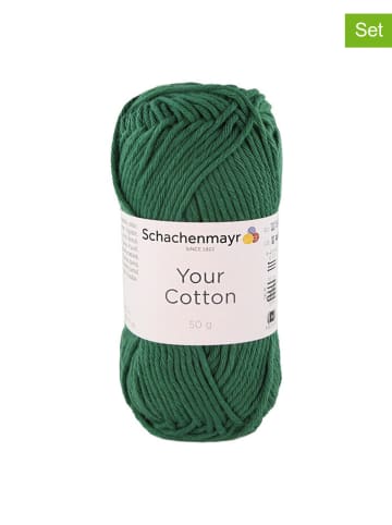 Schachenmayr since 1822 10er-Set: Baumwollgarne ''Your Cotton'' in Dunkelgrün - 10x 50 g