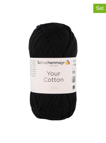 Schachenmayr since 1822 10er-Set: Baumwollgarne ''Your Cotton'' in Schwarz - 10x 50 g