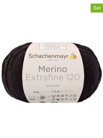 Schachenmayr since 1822 10er-Set: Wollgarne ''Merino Extrafine 120'' in Schwarz - 10x 50 g